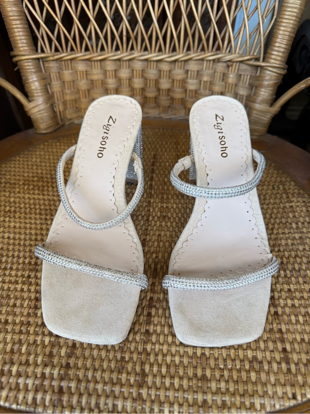 Zigi Soho Ivory Strappy Beaded Heel Sandals
